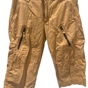 Tan Cargo Shorts with Zipper Pockets